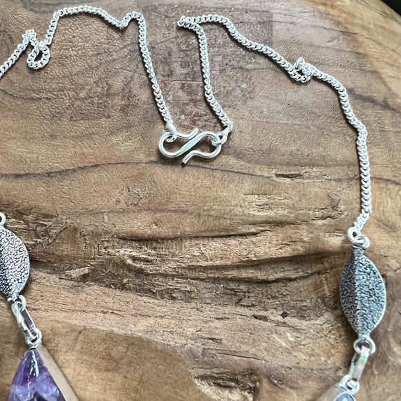 Banded amethyst Navajo style necklace - Picture 6 of 8